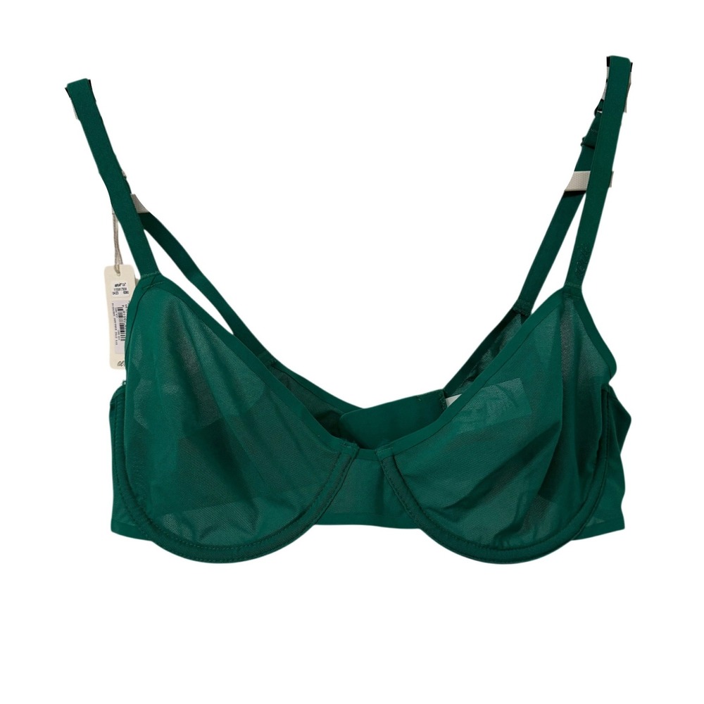 Aerie Smoothez Unlined Mesh Underwire Bra Green 36C NWT